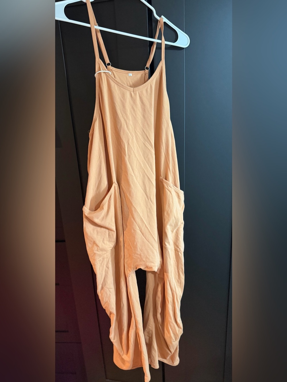 Women’s Casual Peach Romper Jumpsuit with Pockets